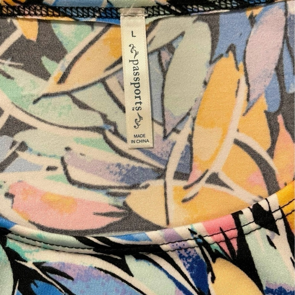 Passport Colorful Floral 2-Piece Skirt and Blouse Vintage style feminine Sz L - Picture 10 of 11